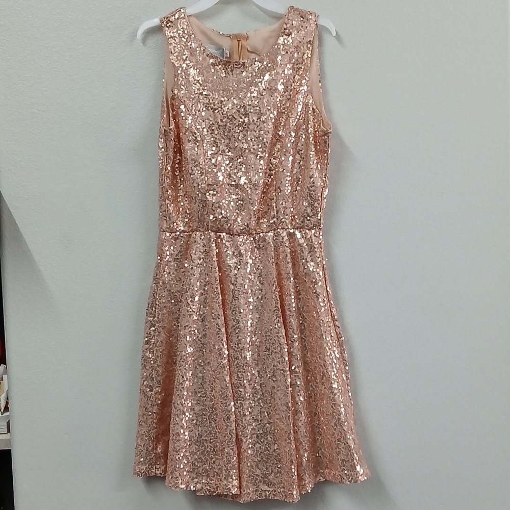 Belongsci Gold Sequin Sparkle Midi Dress Size Small - Picture 3 of 9